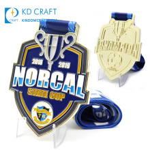 Высокое качество на заказ металлическая бронзовая эмаль позолоченная награда военный медальон спортивный футбол футбольная медаль с лентой